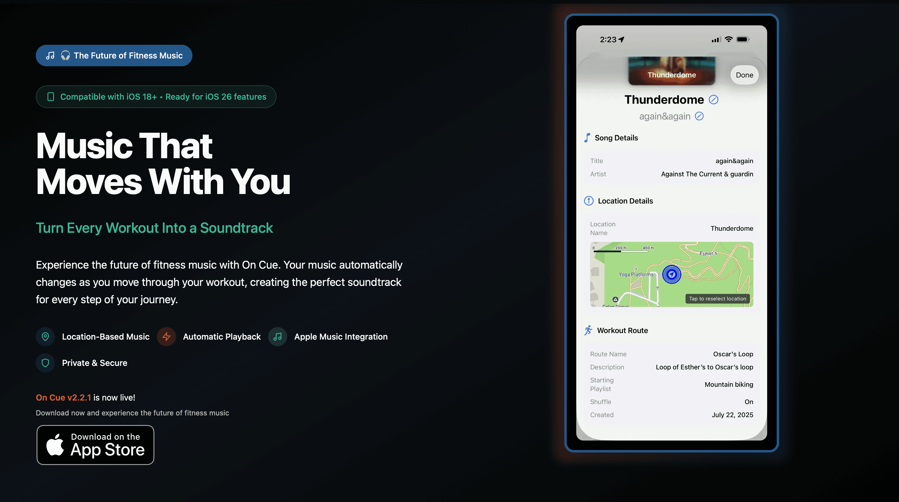 OnCue Music Player website screenshot